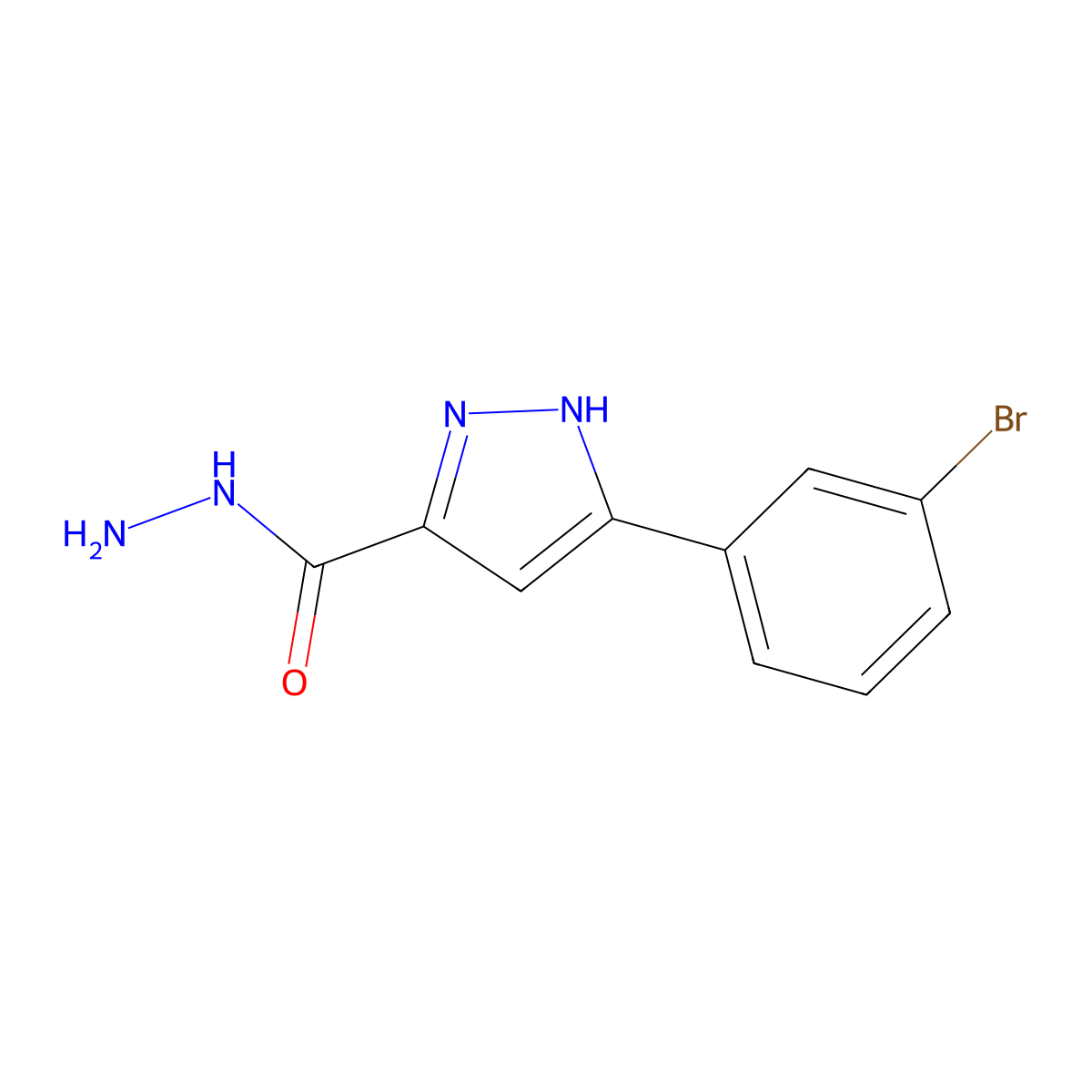 5-(3-bromophenyl)-1H-pyrazole-3-carbohydrazide molecular structure, CAS 1046463-50-6