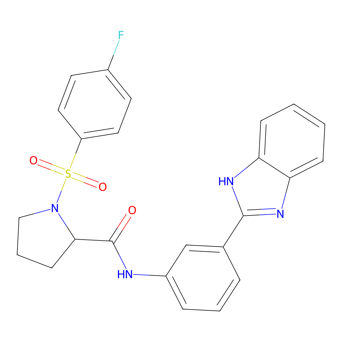 N-[3-(1H-1,3-benzodiazol-2-yl)phenyl]-1-(4-fluorobenzenesulfonyl)pyrrolidine-2-carboxamide molecular structure, CAS 1046467-51-9