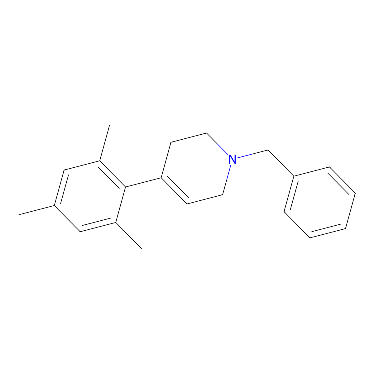 1,2,3,6-Tetrahydro-1-(phenylmethyl)-4-(2,4,6-trimethylphenyl)pyridine molecular structure, CAS 1046478-45-8