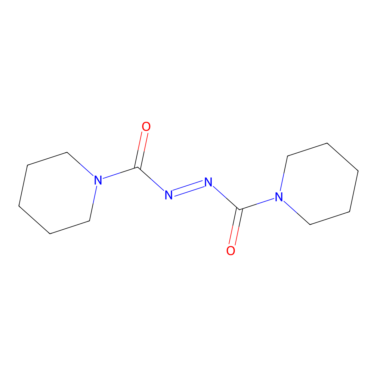 diazenedicarboxylic acid bis(N,N-piperidide) molecular structure, CAS 10465-81-3