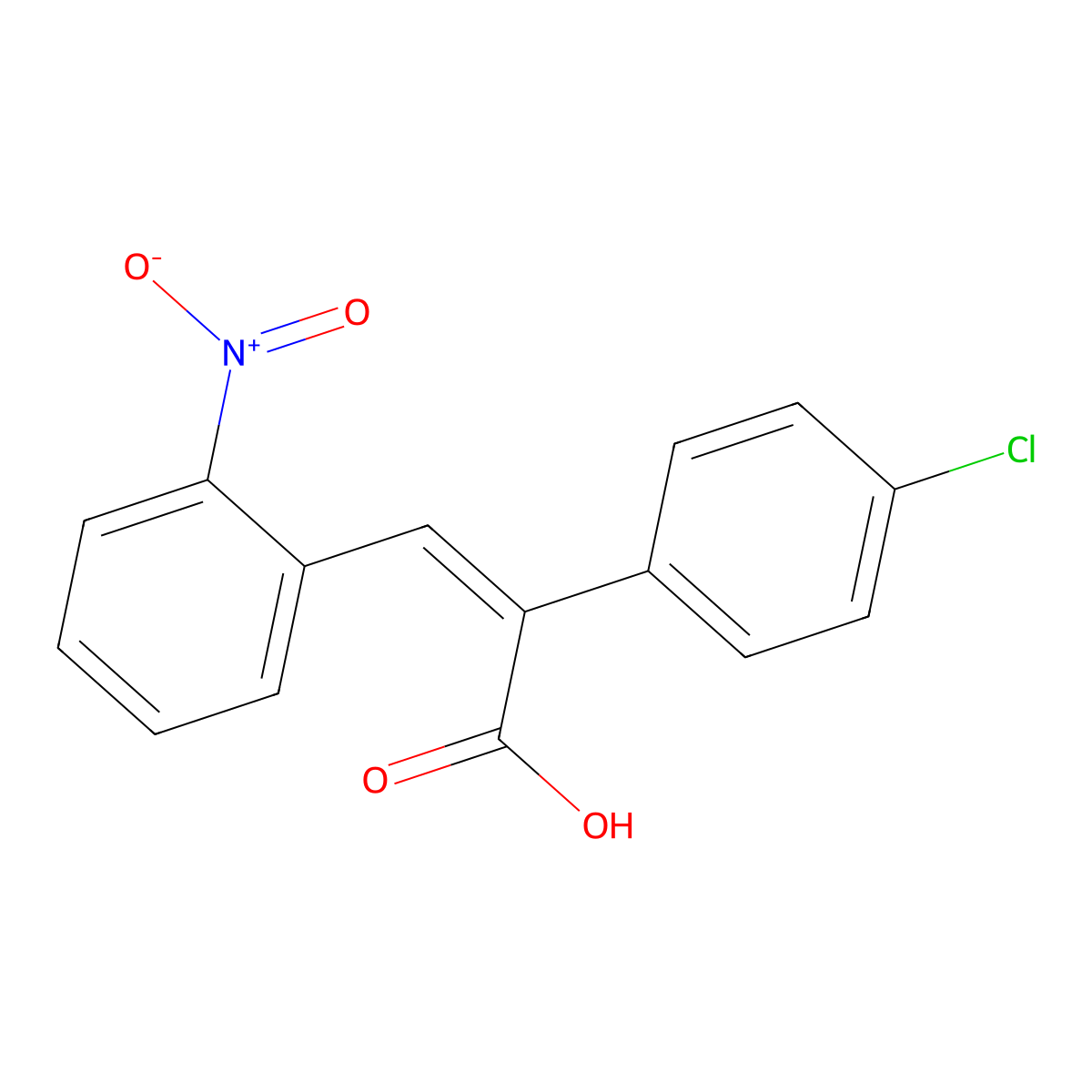 2-(4-Chlorophenyl)-3-(2-nitrophenyl)prop-2-enoic acid molecular structure, CAS 10465-92-6