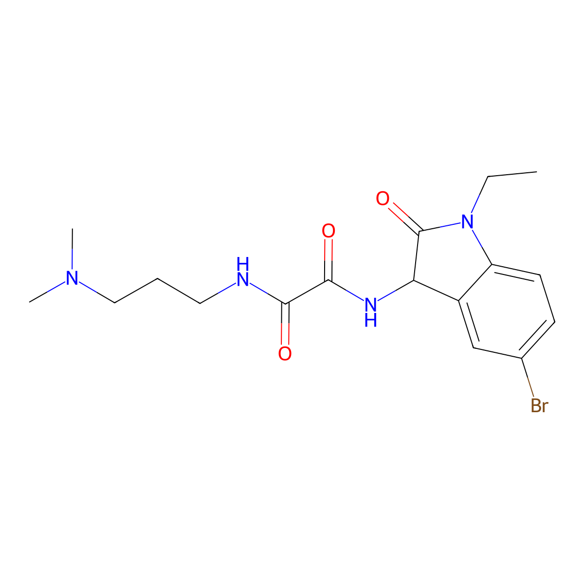 N-(5-bromo-1-ethyl-2-oxo-2,3-dihydro-1H-indol-3-yl)-N'-[3-(dimethylamino)propyl]ethanediamide molecular structure, CAS 1046529-98-9