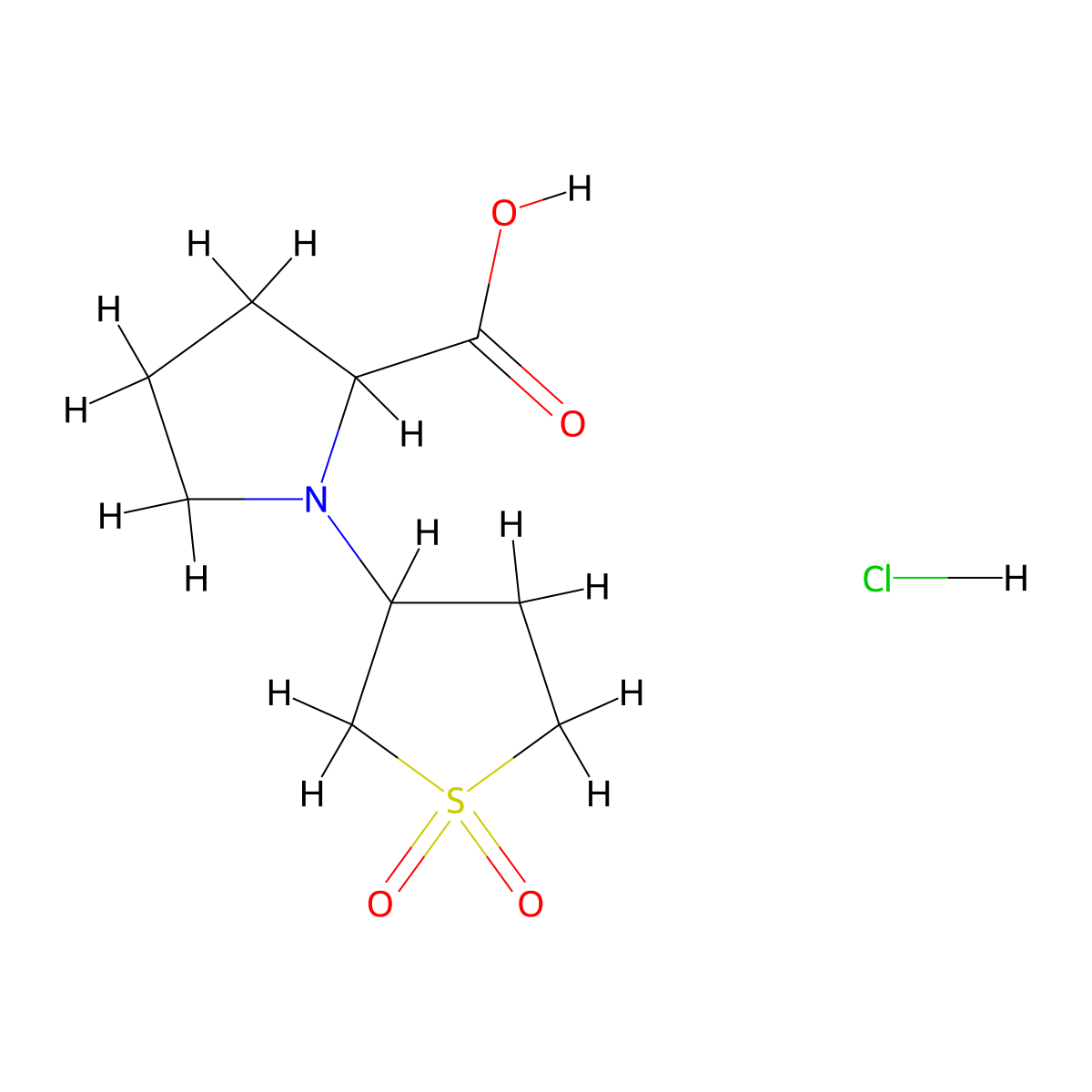 1-(1,1-Dioxo-1lambda6-thiolan-3-yl)pyrrolidine-2-carboxylic acid hydrochloride molecular structure, CAS 1046534-67-1