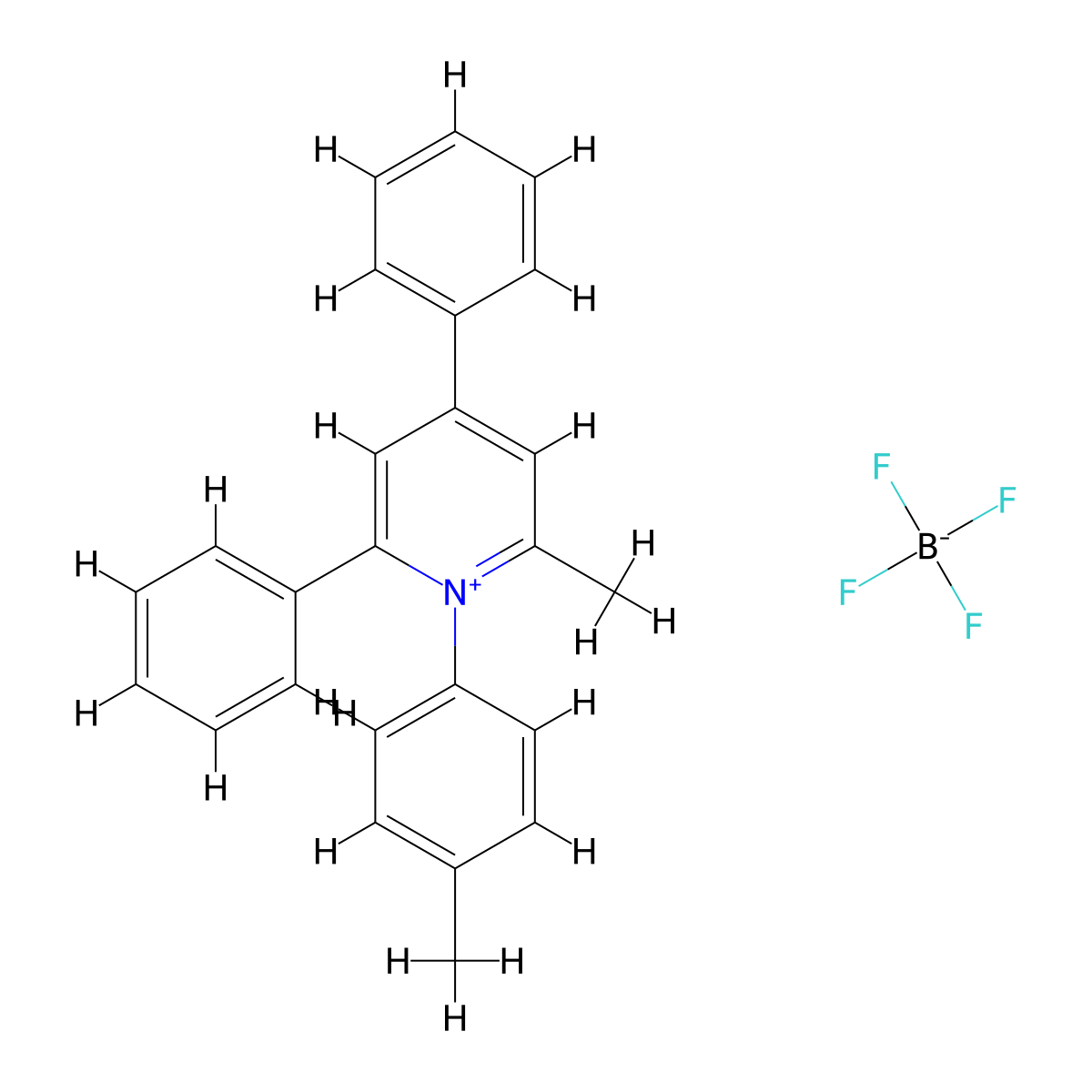2-Methyl-1-(4-methylphenyl)-4,6-diphenylpyridinium tetrafluoroborate molecular structure, CAS 104659-81-6