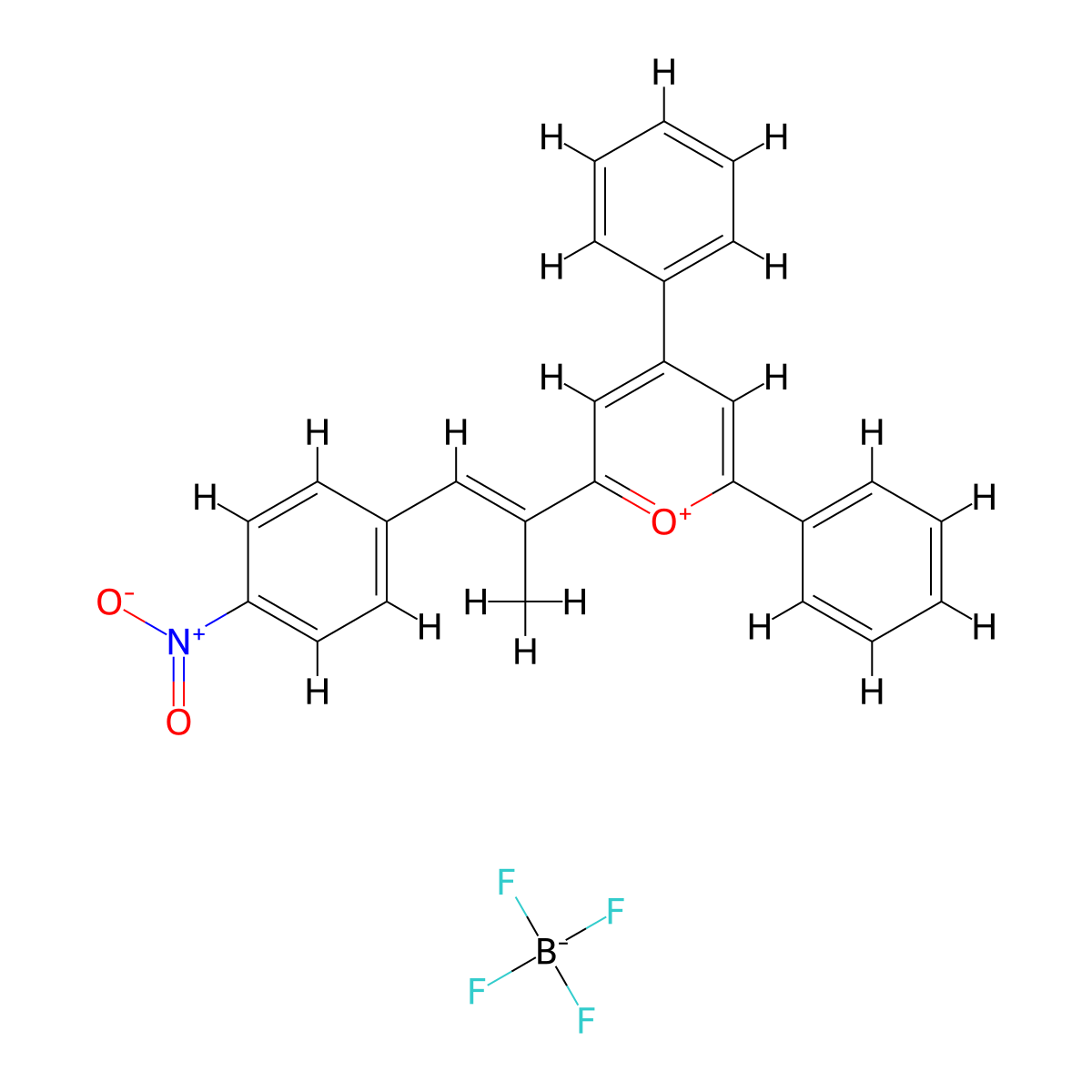 2-[(1E)-1-(4-Nitrophenyl)prop-1-en-2-yl]-4,6-diphenyl-1lambda4-pyran-1-ylium tetrafluoroborate molecular structure, CAS 104659-89-4