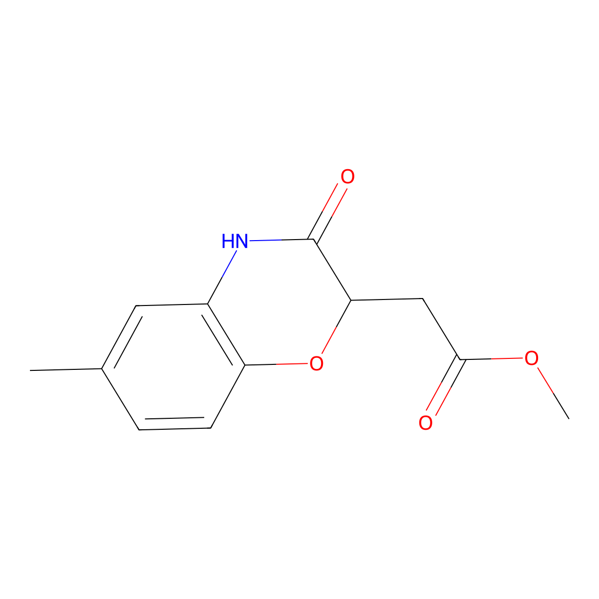 Methyl (6-methyl-3-oxo-3,4-dihydro-2H-1,4-benzoxazin-2-yl)acetate molecular structure, CAS 104662-85-3