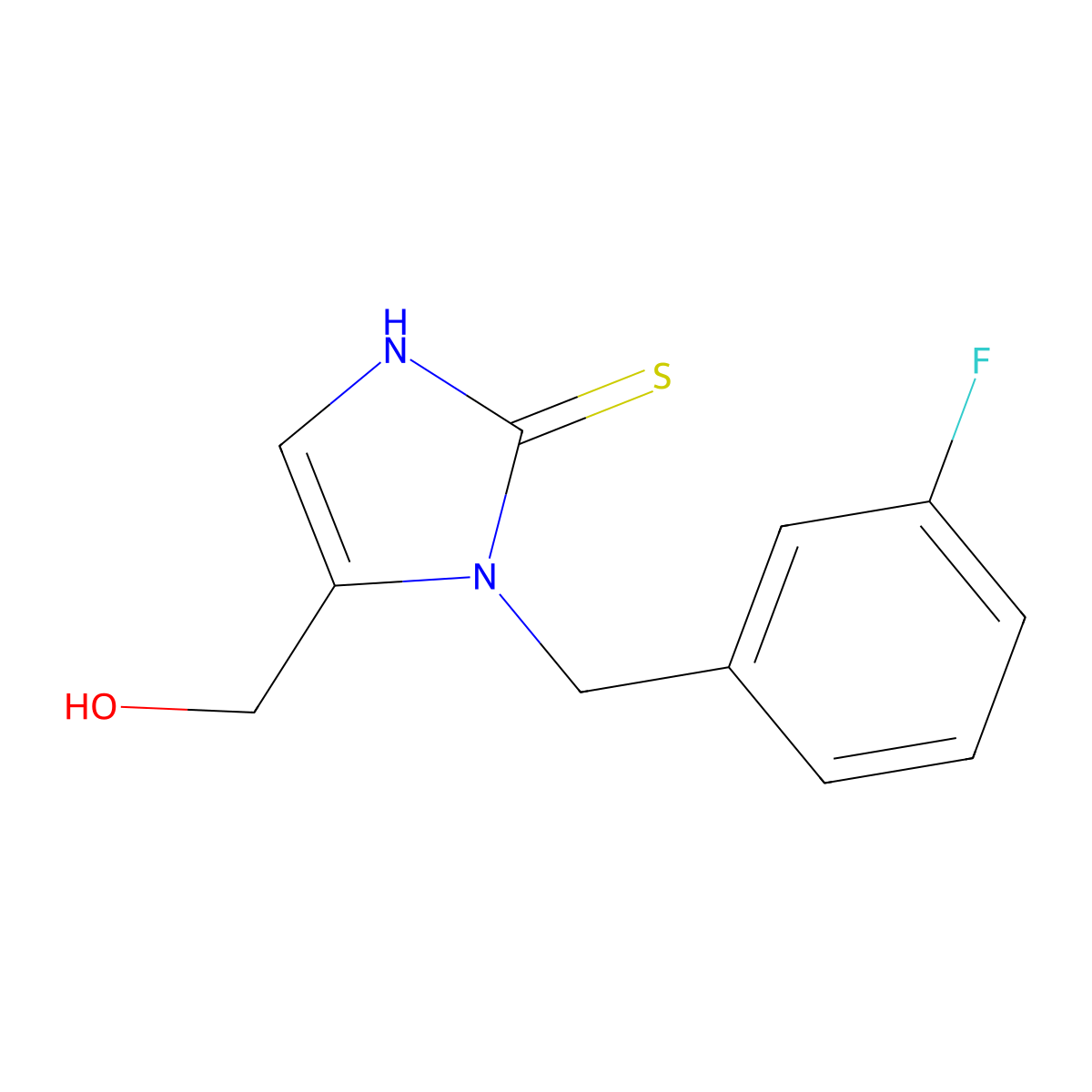{1-[(3-fluorophenyl)methyl]-2-sulfanyl-1H-imidazol-5-yl}methanol molecular structure, CAS 1046661-60-2