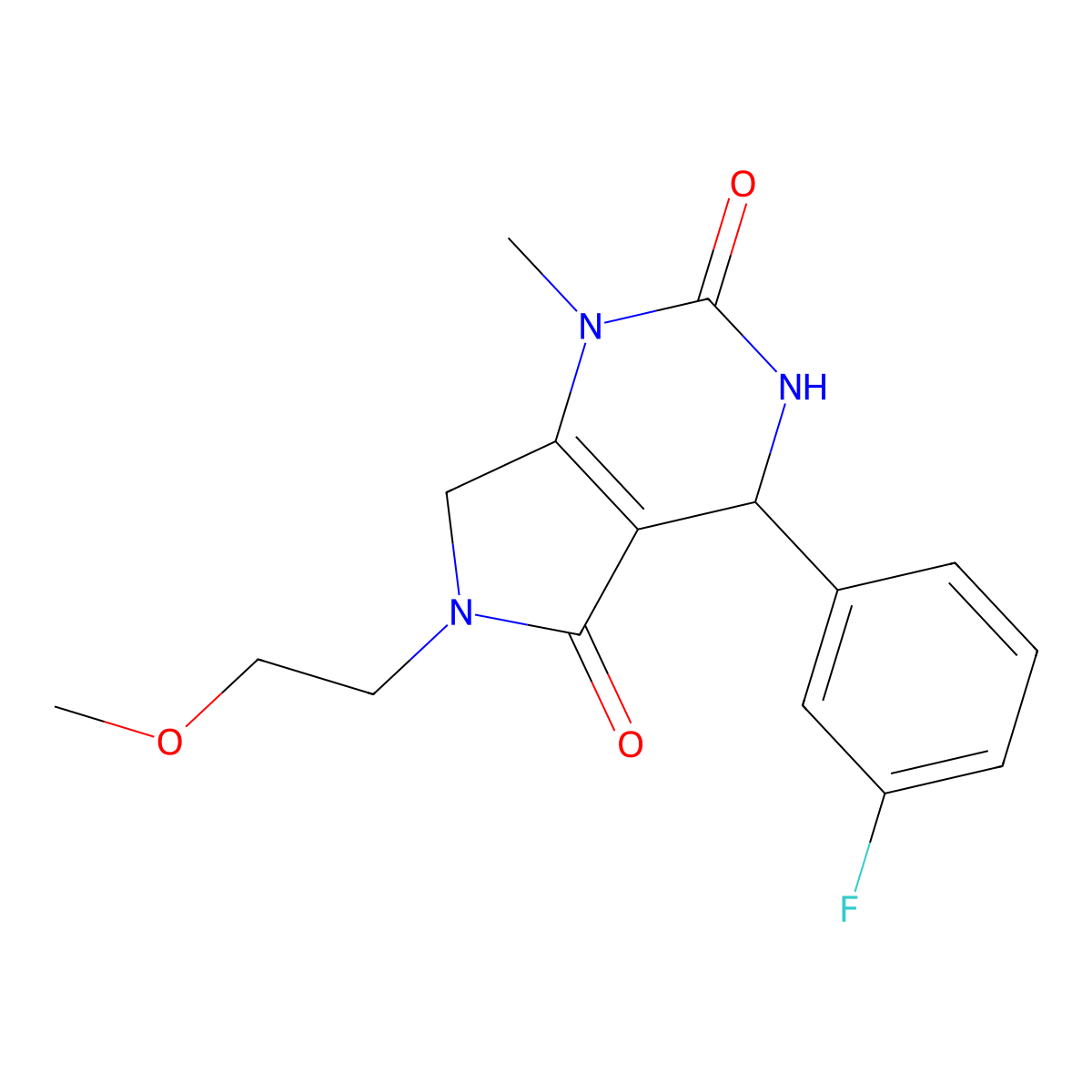 4-(3-fluorophenyl)-6-(2-methoxyethyl)-1-methyl-3,4,6,7-tetrahydro-1H-pyrrolo[3,4-d]pyrimidine-2,5-dione molecular structure, CAS 1046673-98-6