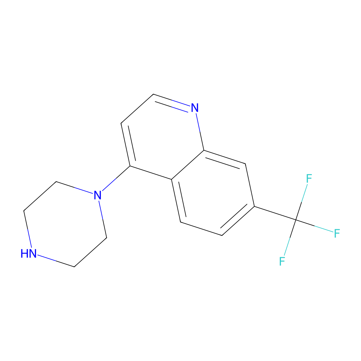 4-Piperazin-1-yl-7-(trifluoromethyl)quinoline molecular structure, CAS 104668-02-2
