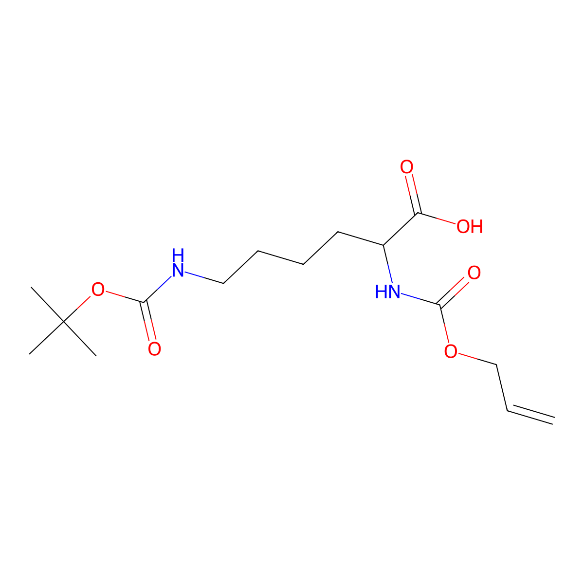 (S)-2-(Allyloxycarbonylamino)-6-(tert-butoxycarbonylamino)hexanoic acid molecular structure, CAS 104669-72-9