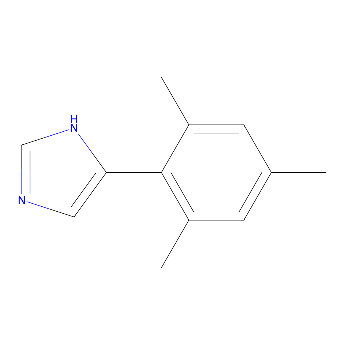 4-(2,4,6-trimethylphenyl)-1H-imidazole molecular structure, CAS 104672-18-6