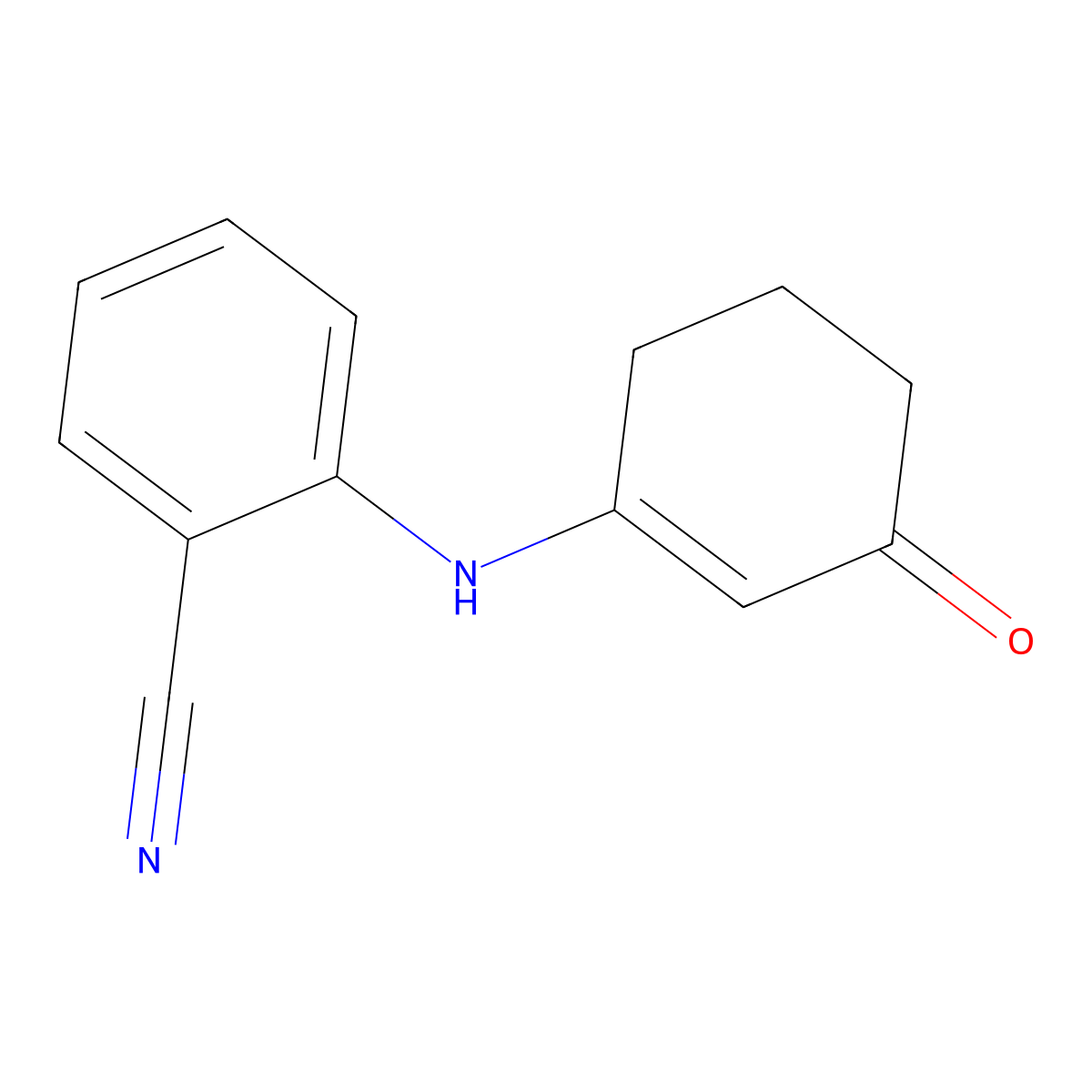 Benzonitrile, 2-((3-oxo-1-cyclohexen-1-yl)amino)- molecular structure, CAS 104675-23-2