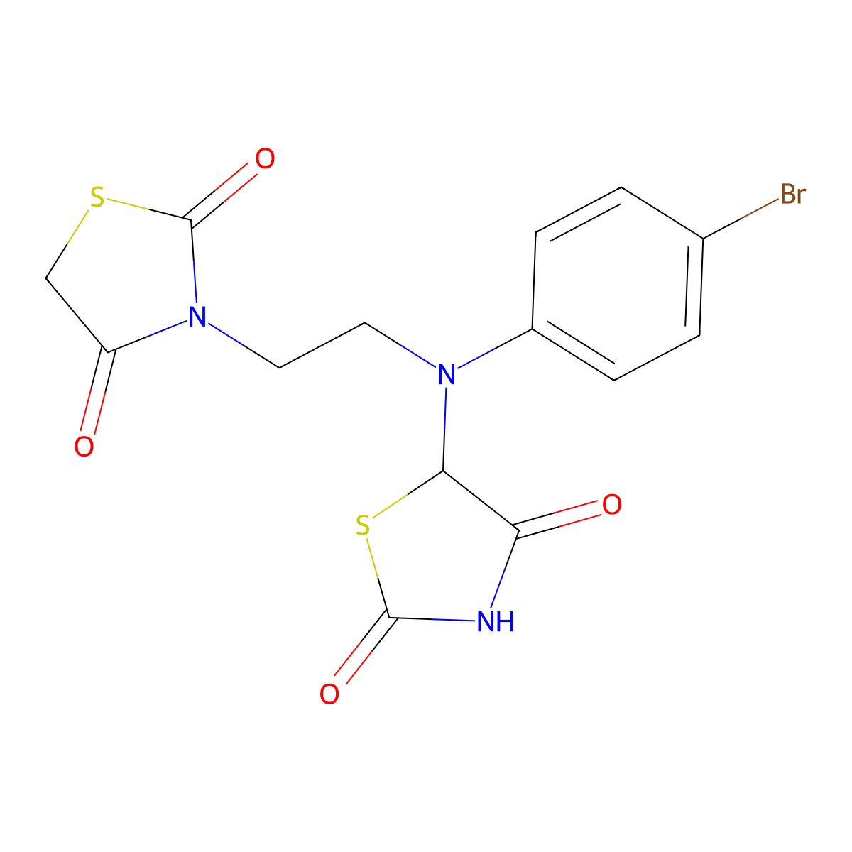 3-{2-[(4-Bromophenyl)(2,4-dioxo-1,3-thiazolidin-5-yl)amino]ethyl}-1,3-thiazolidine-2,4-dione molecular structure, CAS 1046756-43-7