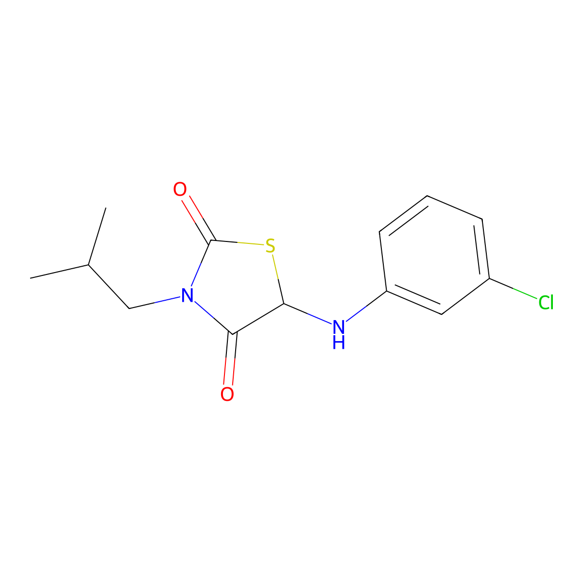 5-((3-Chlorophenyl)amino)-3-isobutylthiazolidine-2,4-dione molecular structure, CAS 1046756-50-6