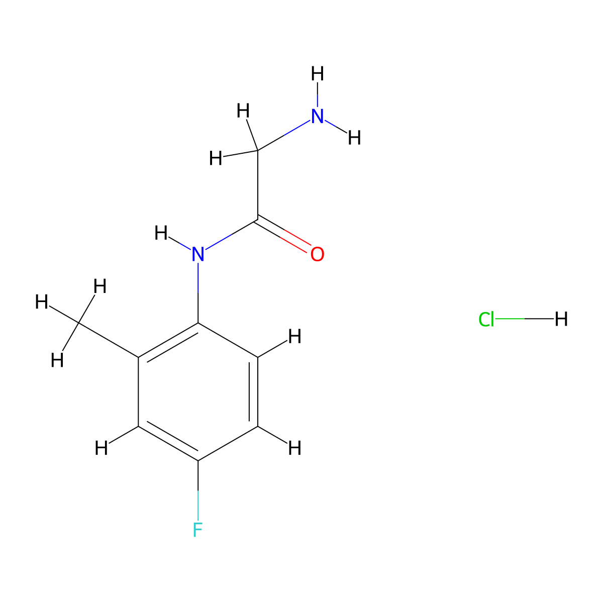 N~1~-(4-Fluoro-2-methylphenyl)glycinamide hydrochloride molecular structure, CAS 1046757-29-2