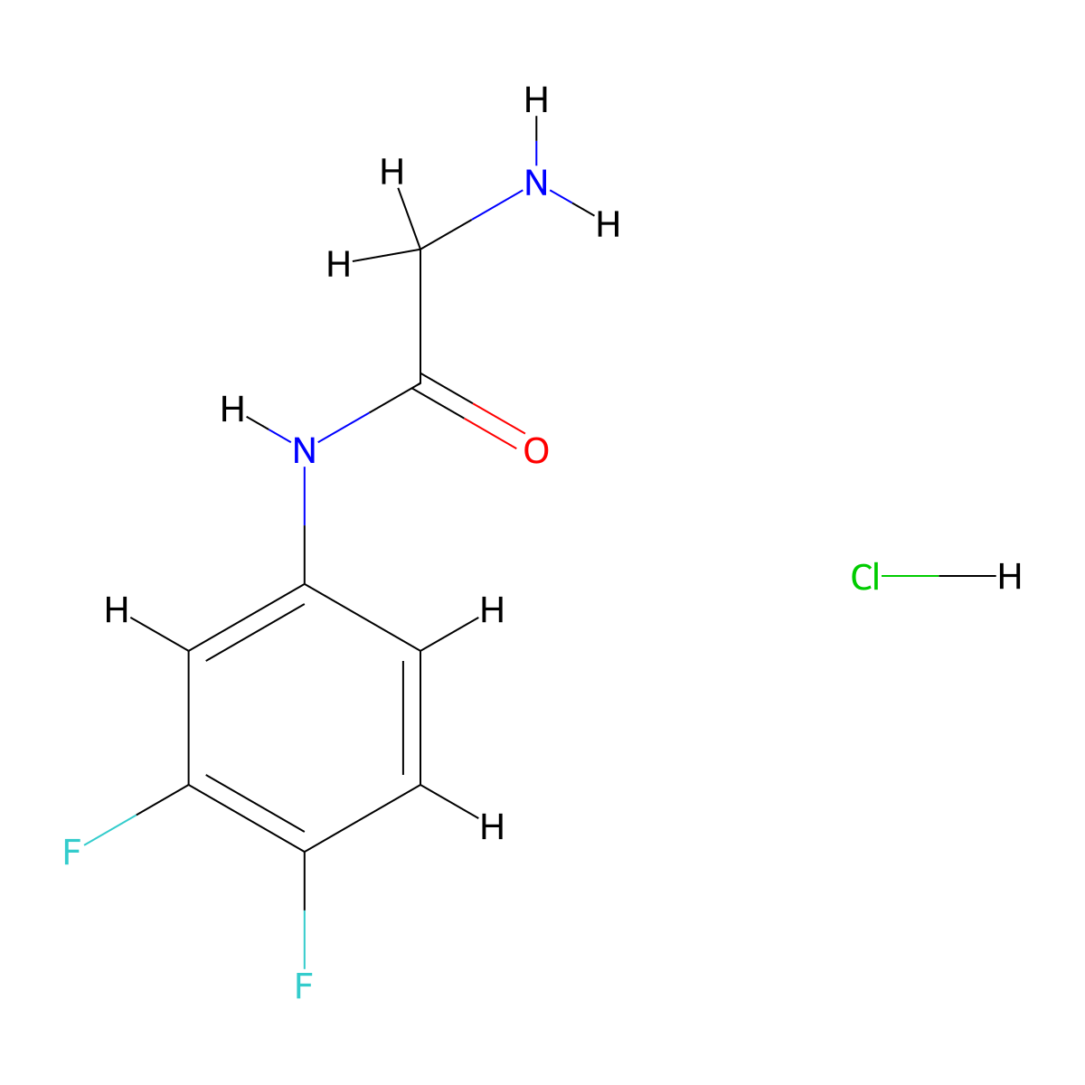2-amino-N-(3,4-difluorophenyl)acetamide hydrochloride molecular structure, CAS 1046757-30-5