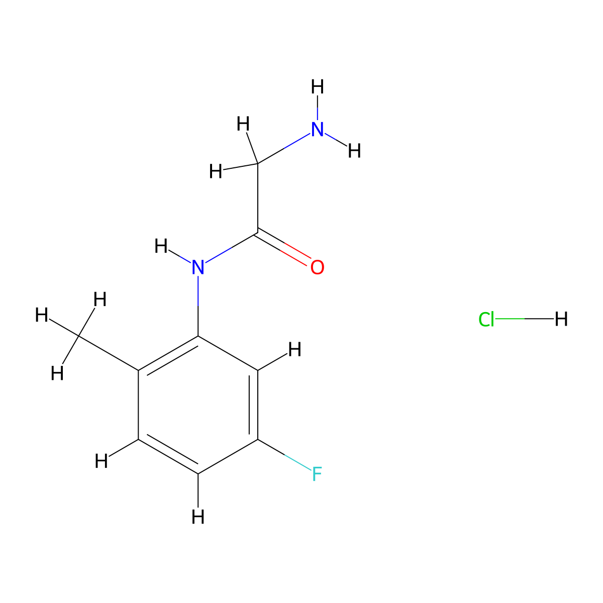 N~1~-(5-Fluoro-2-methylphenyl)glycinamide hydrochloride molecular structure, CAS 1046757-31-6