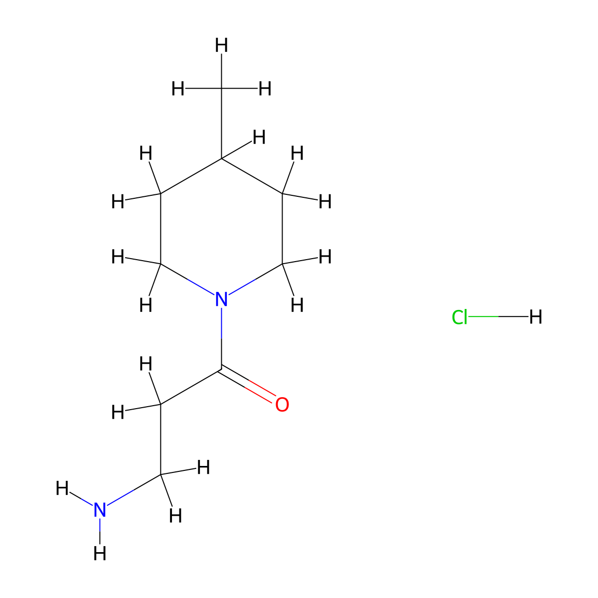 3-Amino-1-(4-methyl-1-piperidinyl)-1-propanone hydrochloride molecular structure, CAS 1046757-33-8