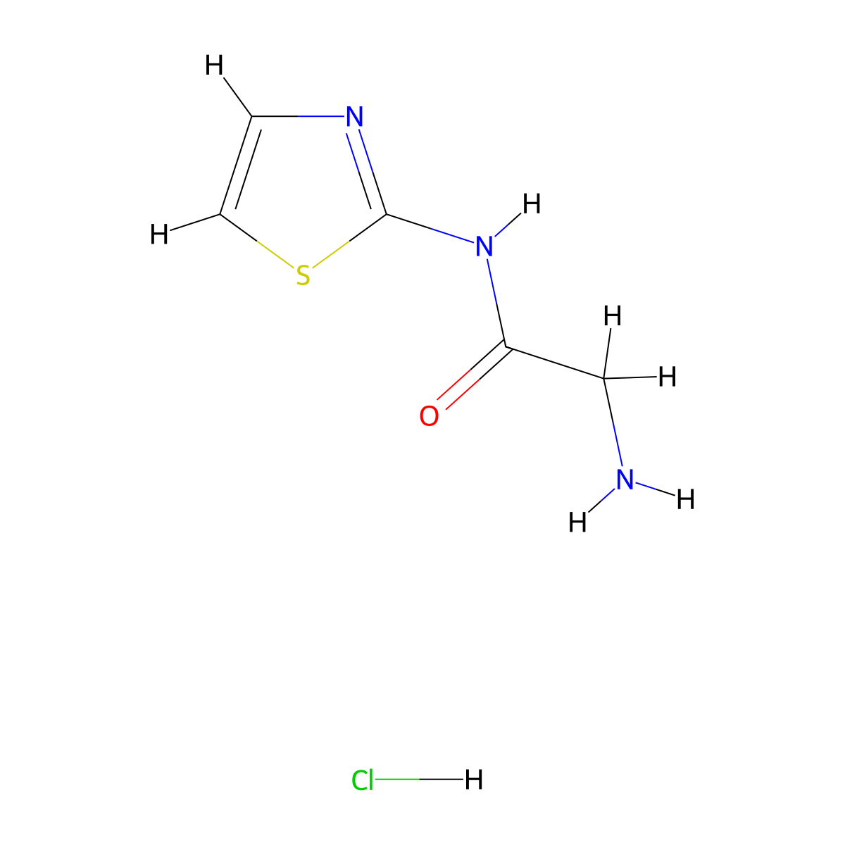 2-amino-N-(1,3-thiazol-2-yl)acetamide hydrochloride molecular structure, CAS 1046757-36-1