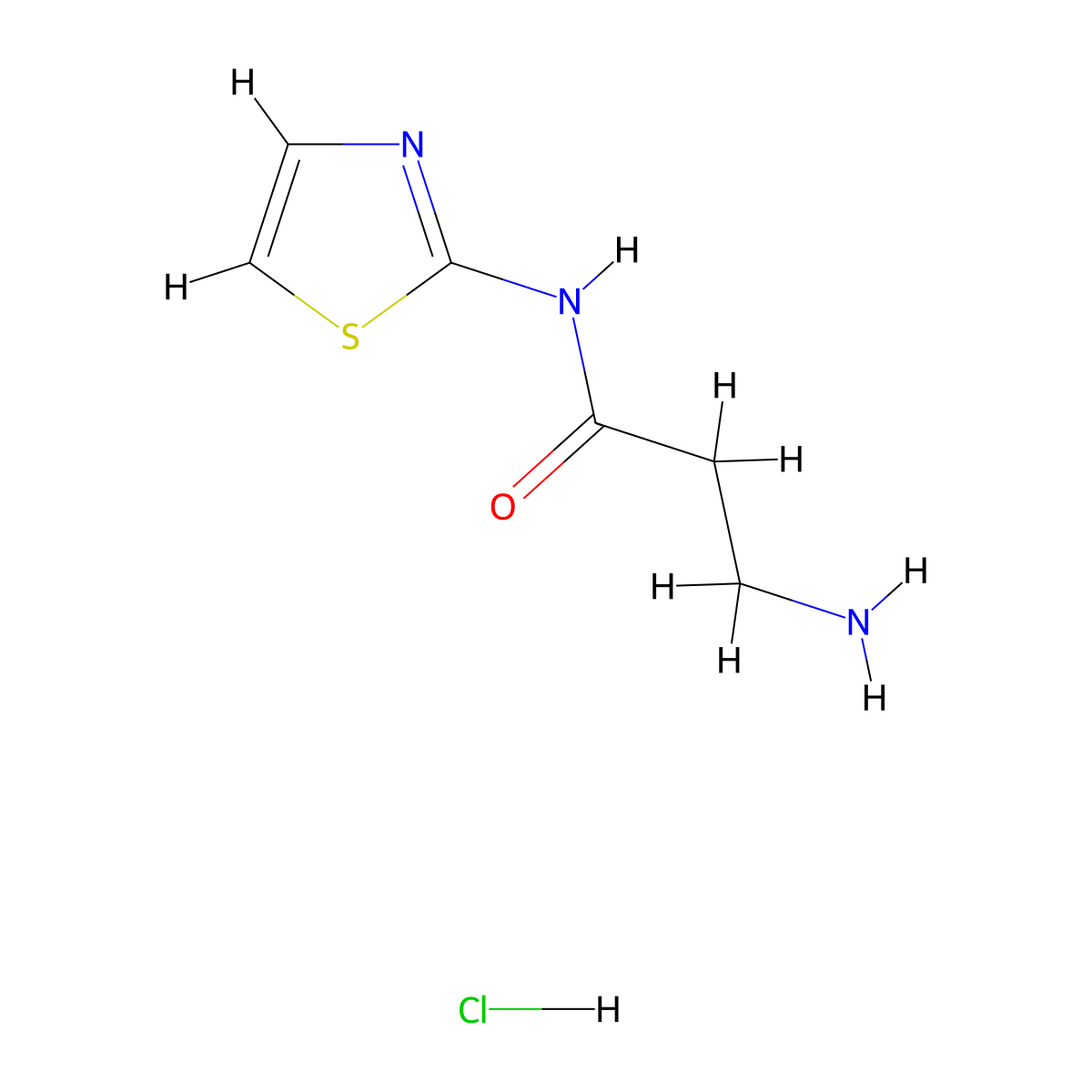 3-amino-N-(thiazol-2-yl)propanamide hydrochloride molecular structure, CAS 1046757-40-7