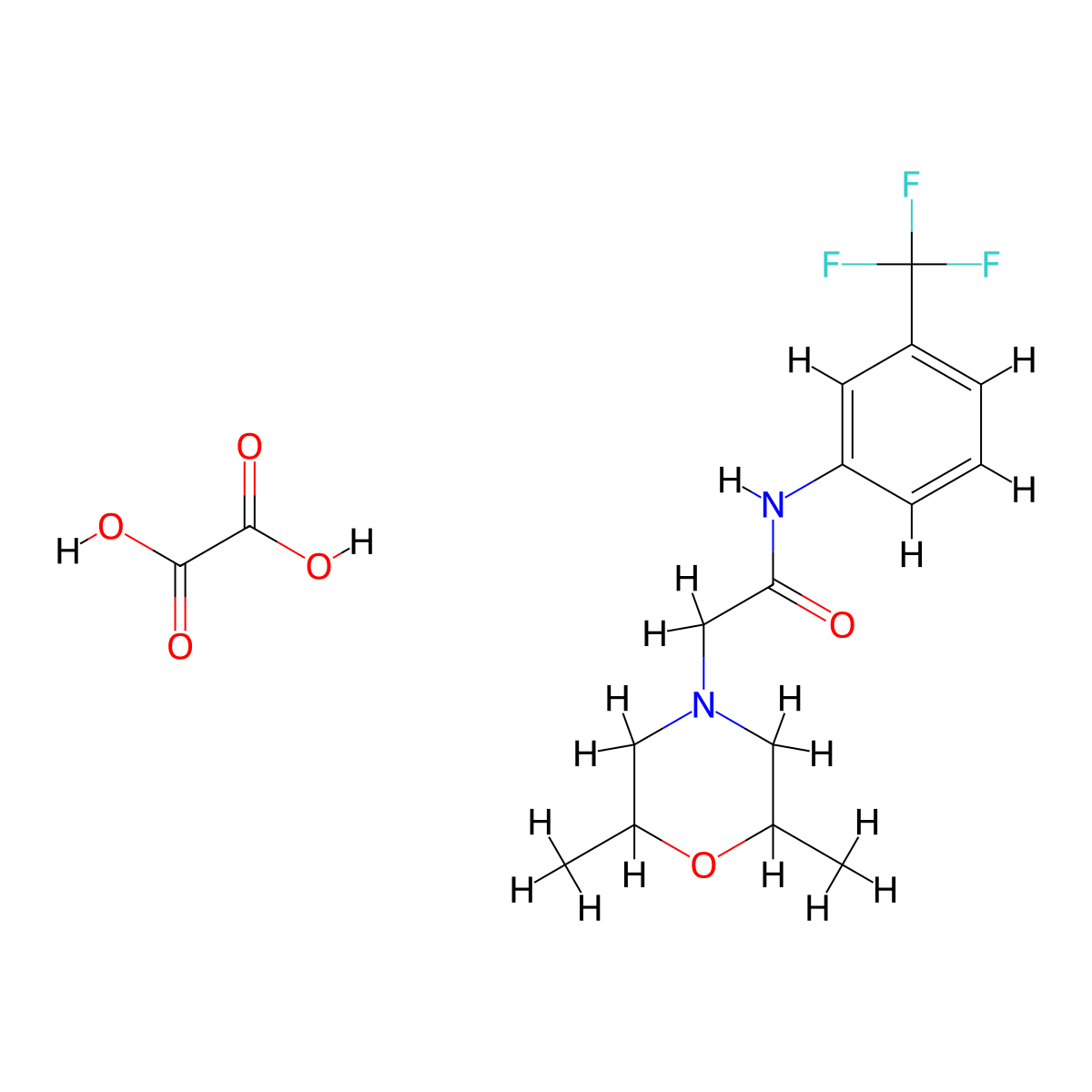 2-(2,6-dimethylmorpholino)-N-(3-(trifluoromethyl)phenyl)acetamide oxalate molecular structure, CAS 1046757-84-9