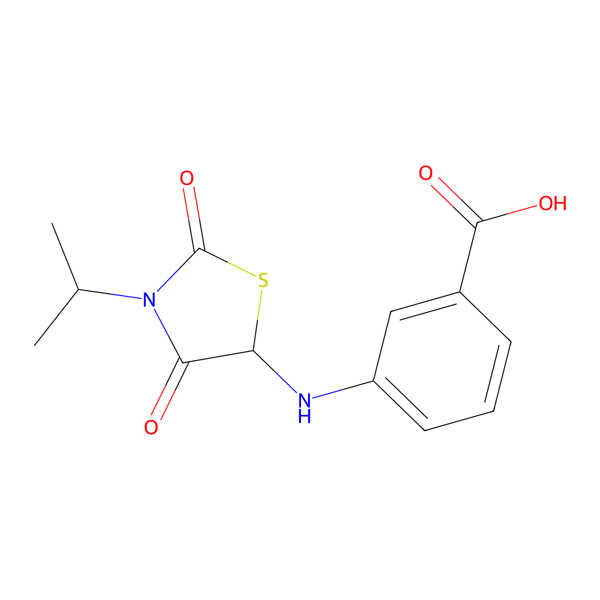 3-((3-Isopropyl-2,4-dioxothiazolidin-5-yl)amino)benzoic acid molecular structure, CAS 1046758-21-7