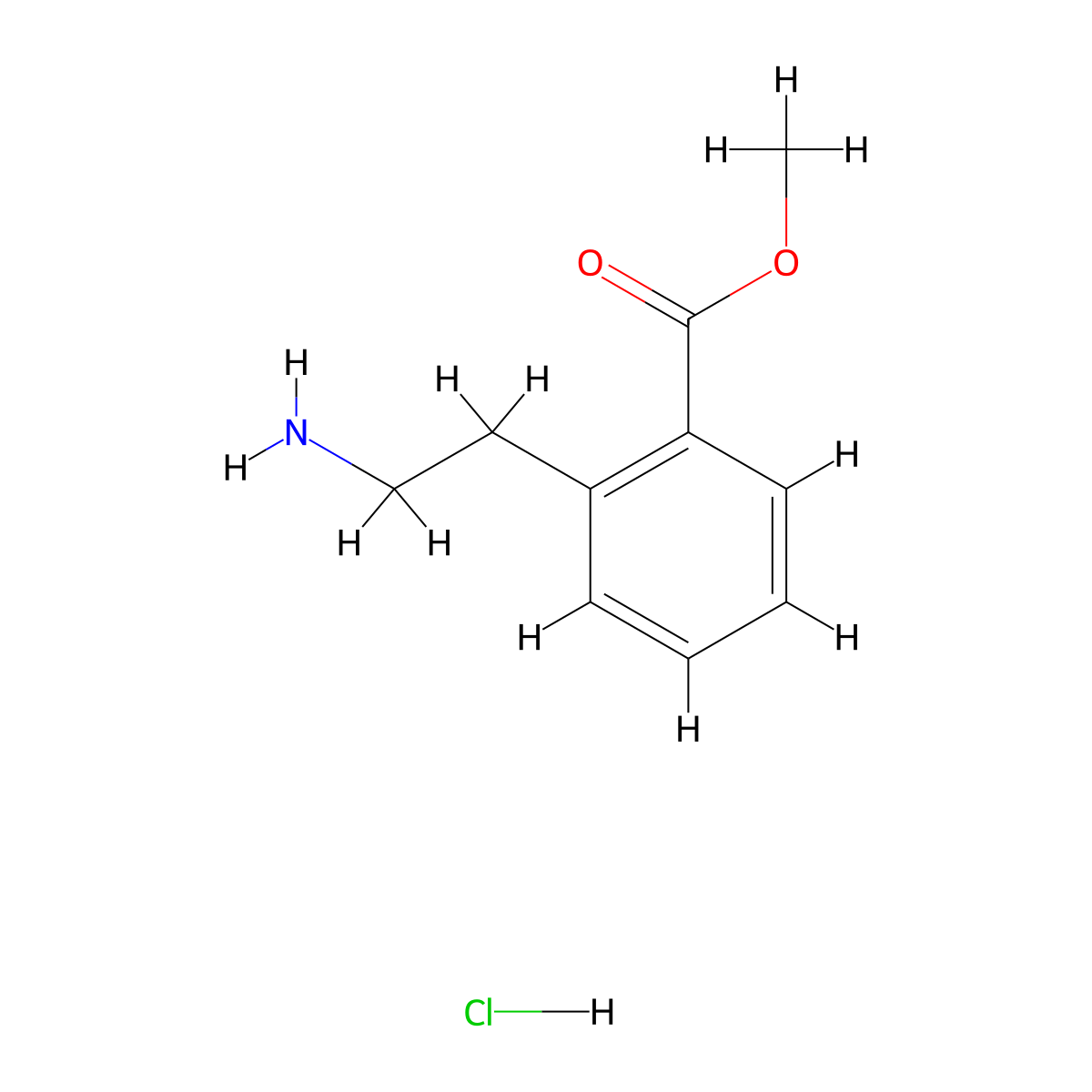 Methyl 2-(2-aminoethyl)benzoate hydrochloride molecular structure, CAS 1046758-68-2