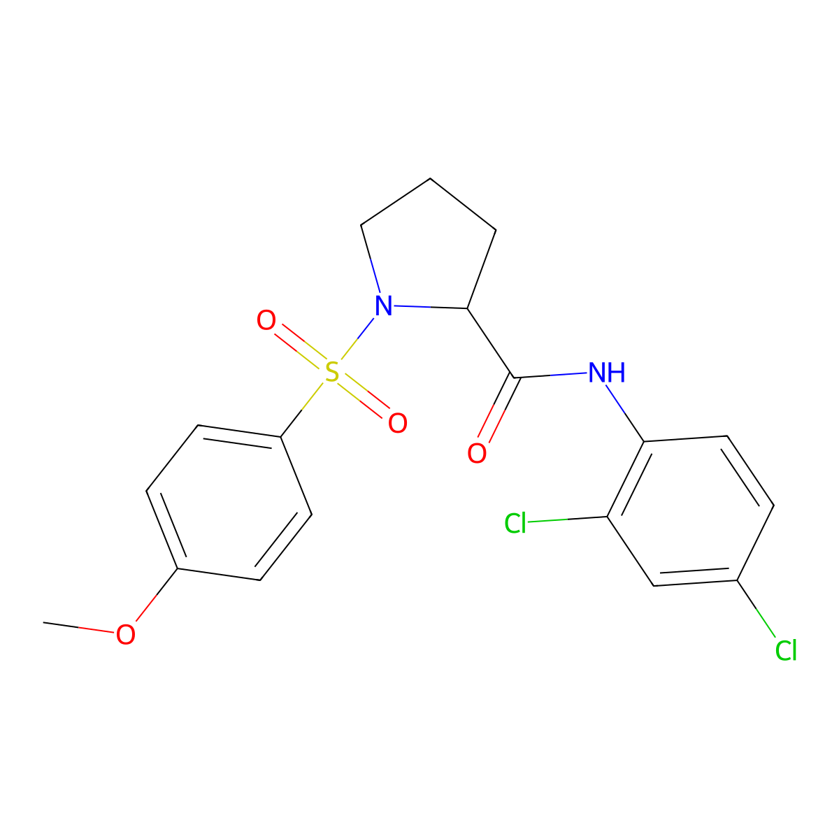 N-(2,4-dichlorophenyl)-1-[(4-methoxyphenyl)sulfonyl]prolinamide molecular structure, CAS 1046759-58-3