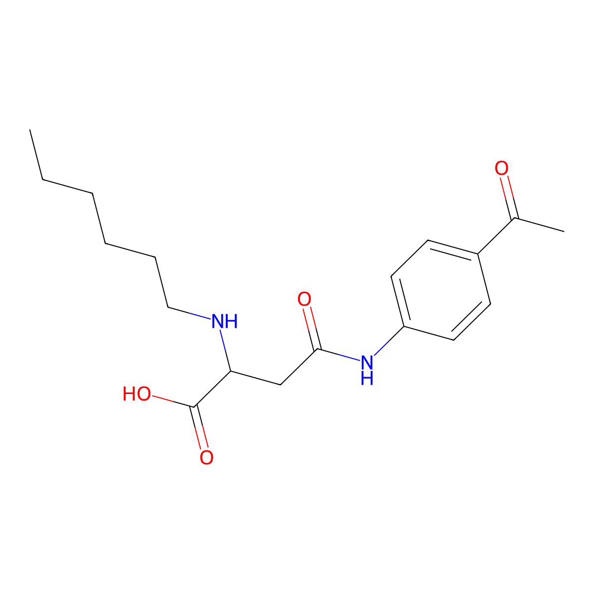 4-((4-Acetylphenyl)amino)-2-(hexylamino)-4-oxobutanoic acid molecular structure, CAS 1046767-98-9