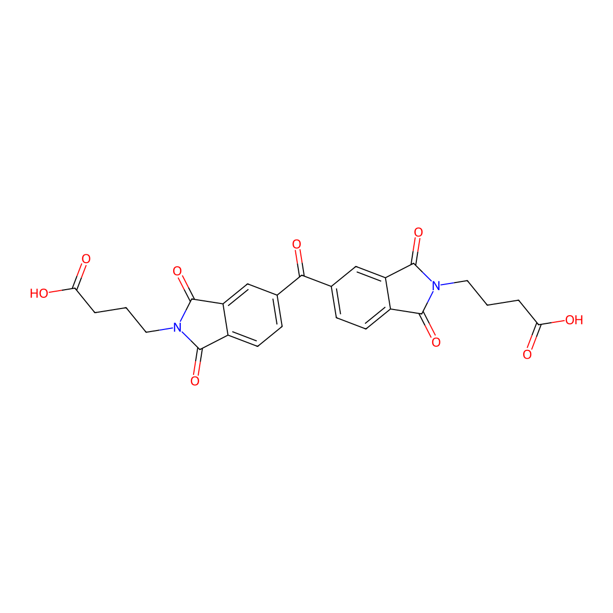 4-{5-[2-(3-carboxypropyl)-1,3-dioxo-2,3-dihydro-1H-isoindole-5-carbonyl]-1,3-dioxo-2,3-dihydro-1H-isoindol-2-yl}butanoic acid molecular structure, CAS 104677-73-8