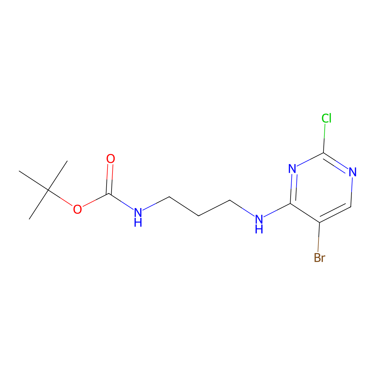 (3-((5-Bromo-2-chloro-4-pyrimidinyl)amino)propyl)-carbamic acid tert-butyl ester molecular structure, CAS 1046784-89-7