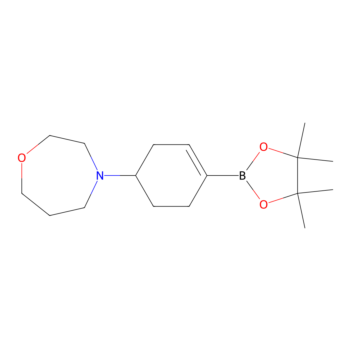 4-(4-(4,4,5,5-Tetramethyl-1,3,2-dioxaborolan-2-yl)cyclohex-3-en-1-yl)-1,4-oxazepane molecular structure, CAS 1046793-60-5