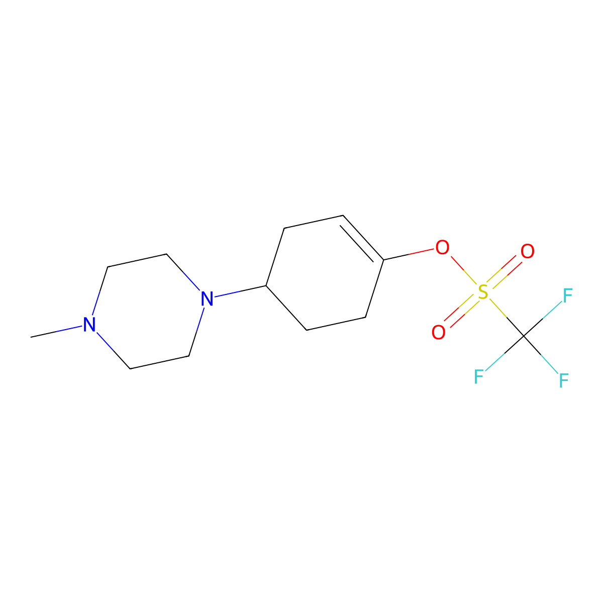 4-(4-Methylpiperazin-1-yl)cyclohex-1-en-1-yl trifluoromethanesulfonate molecular structure, CAS 1046793-61-6