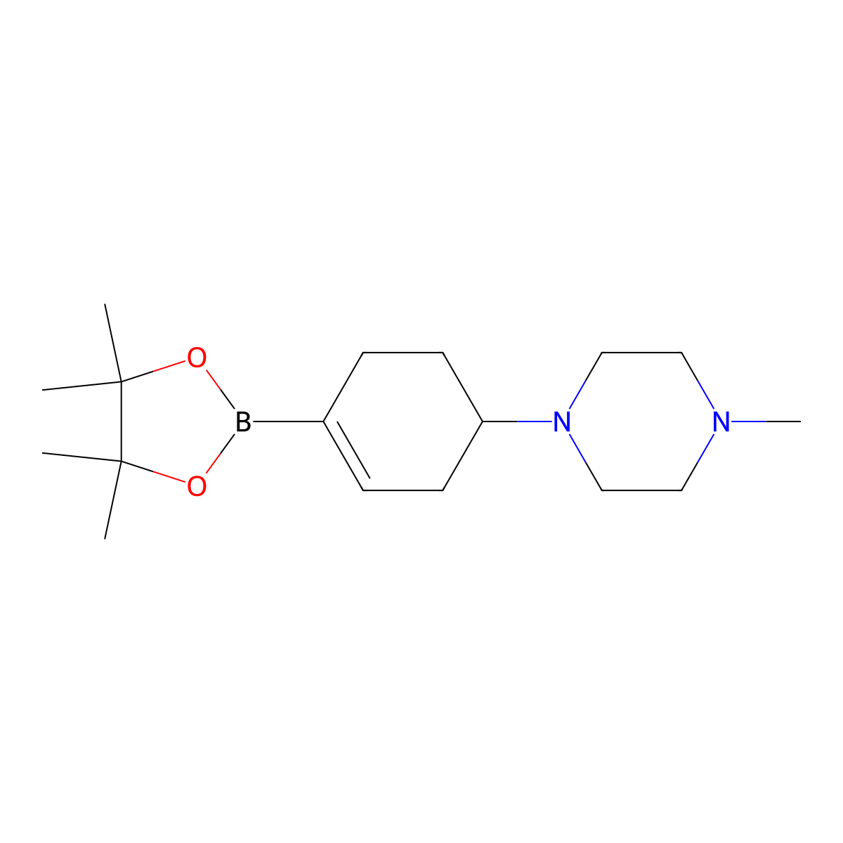 1-Methyl-4-(4-(4,4,5,5-tetramethyl-1,3,2-dioxaborolan-2-yl)cyclohex-3-en-1-yl)piperazine molecular structure, CAS 1046793-62-7
