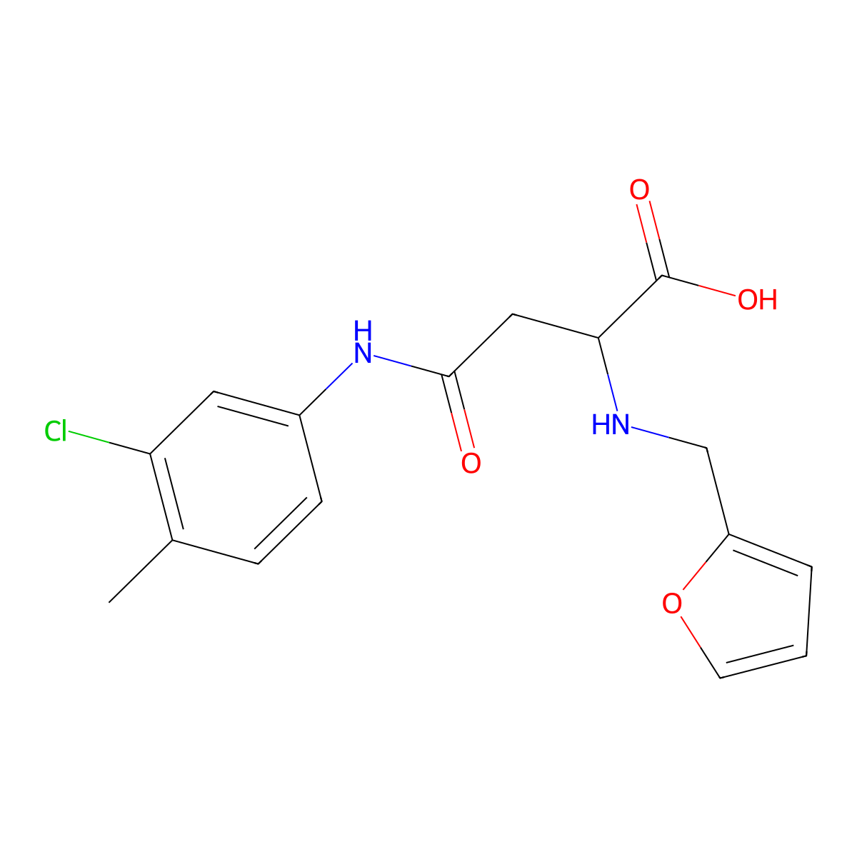 4-((3-Chloro-4-methylphenyl)amino)-2-((furan-2-ylmethyl)amino)-4-oxobutanoic acid molecular structure, CAS 1046800-69-4