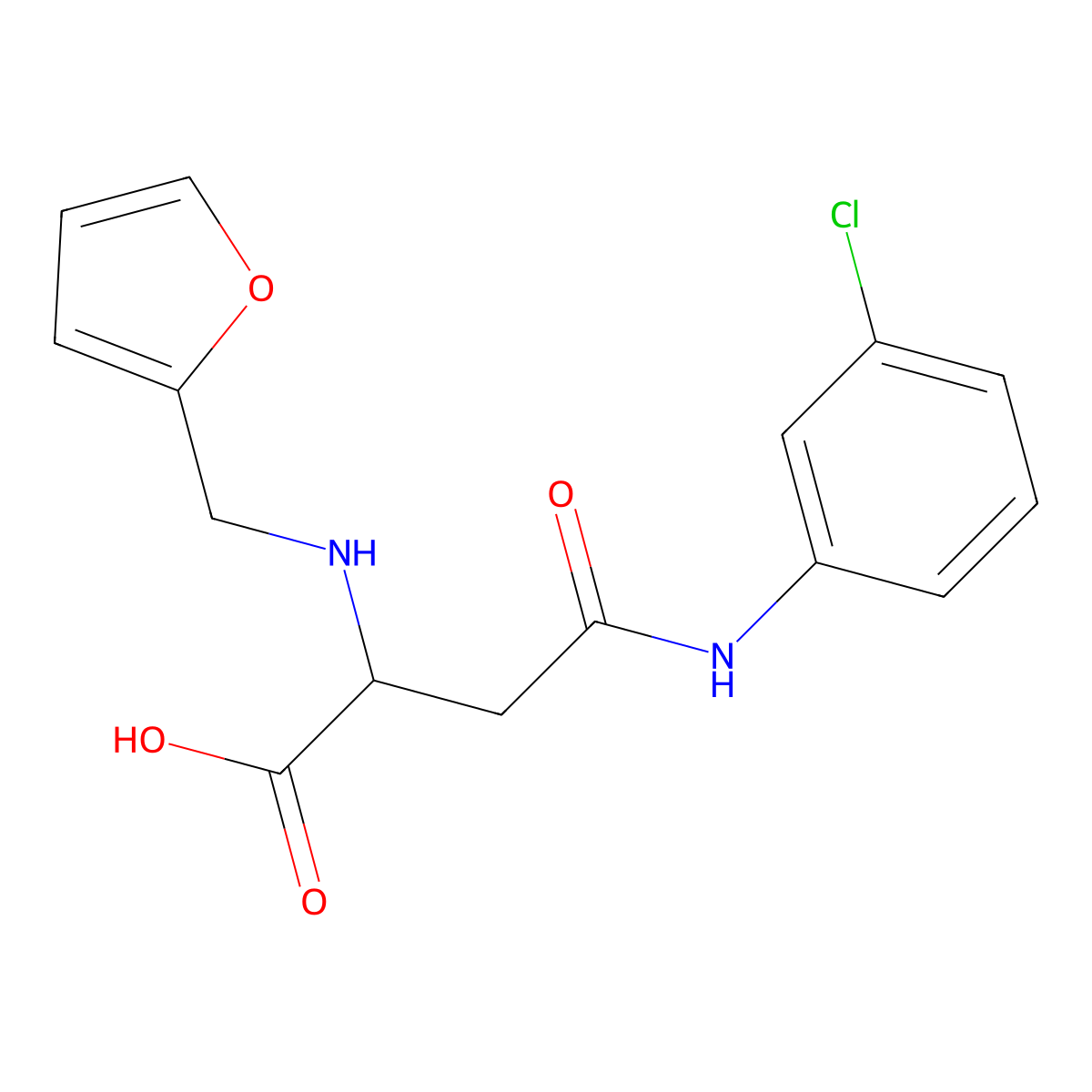 4-((3-Chlorophenyl)amino)-2-((furan-2-ylmethyl)amino)-4-oxobutanoic acid molecular structure, CAS 1046800-70-7