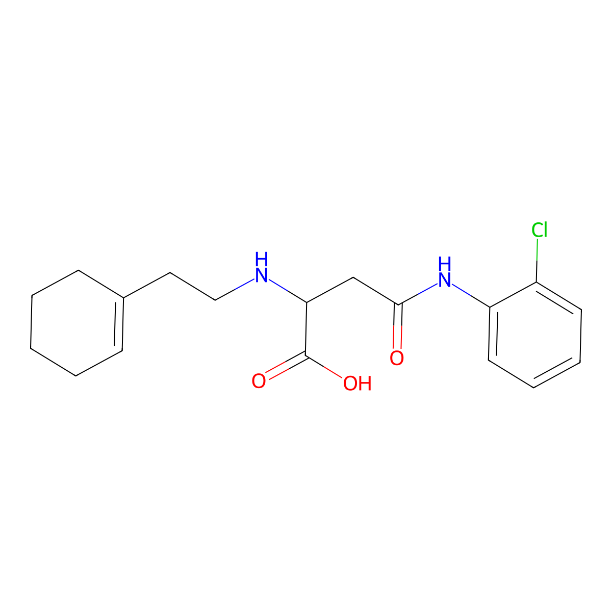 4-((2-Chlorophenyl)amino)-2-((2-(cyclohex-1-en-1-yl)ethyl)amino)-4-oxobutanoic acid molecular structure, CAS 1046800-71-8