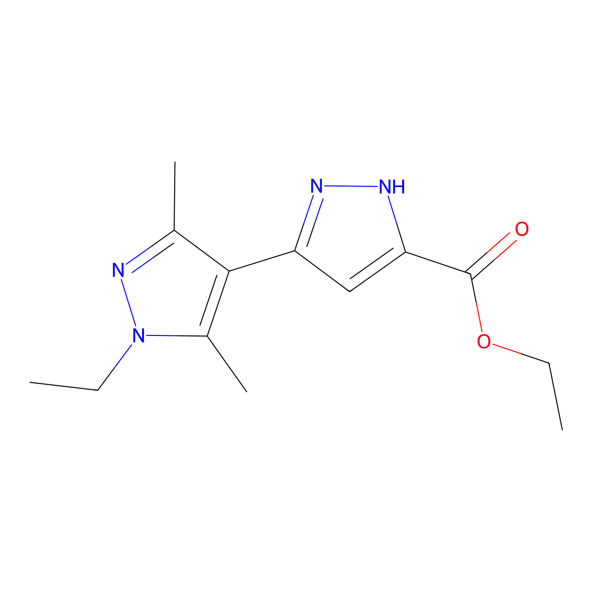 ethyl 1'-ethyl-3',5'-dimethyl-1'H,2H-[3,4'-bipyrazole]-5-carboxylate molecular structure, CAS 1046800-92-3