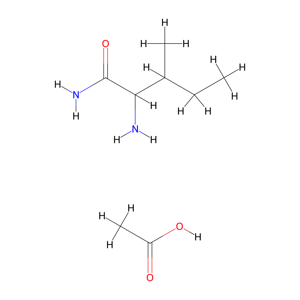 2-Amino-3-methylpentanamide; acetic acid molecular structure, CAS 1046803-35-3