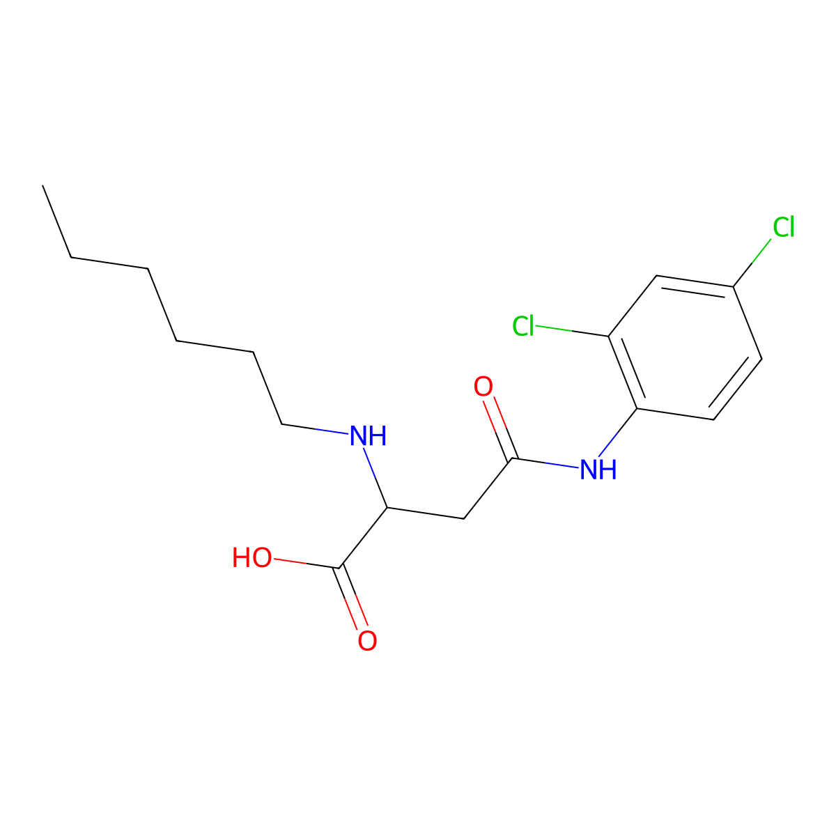 4-((2,4-Dichlorophenyl)amino)-2-(hexylamino)-4-oxobutanoic acid molecular structure, CAS 1046806-14-7