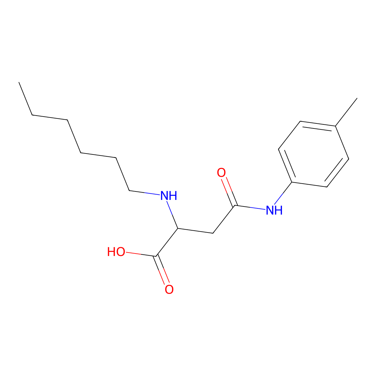 2-(Hexylamino)-4-oxo-4-(p-tolylamino)butanoic acid molecular structure, CAS 1046806-17-0