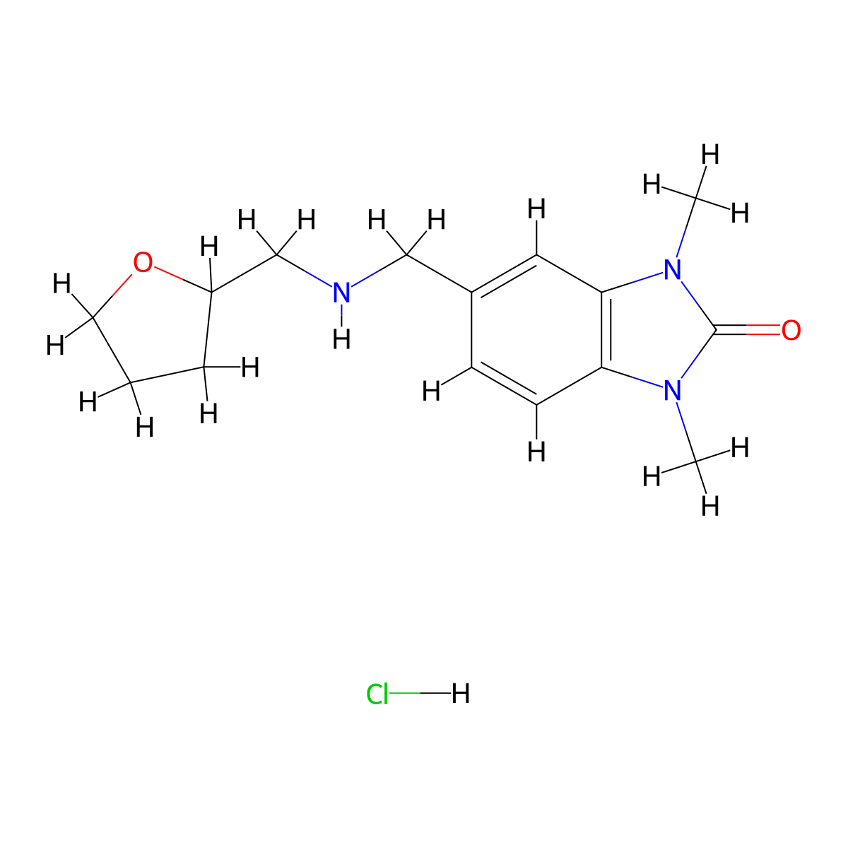 1,3-Dimethyl-5-{[(tetrahydro-furan-2-ylmethyl)-amino]-methyl}-1,3-dihydro-benzoimidazol-2-one hydrochloride molecular structure, CAS 1046806-89-6