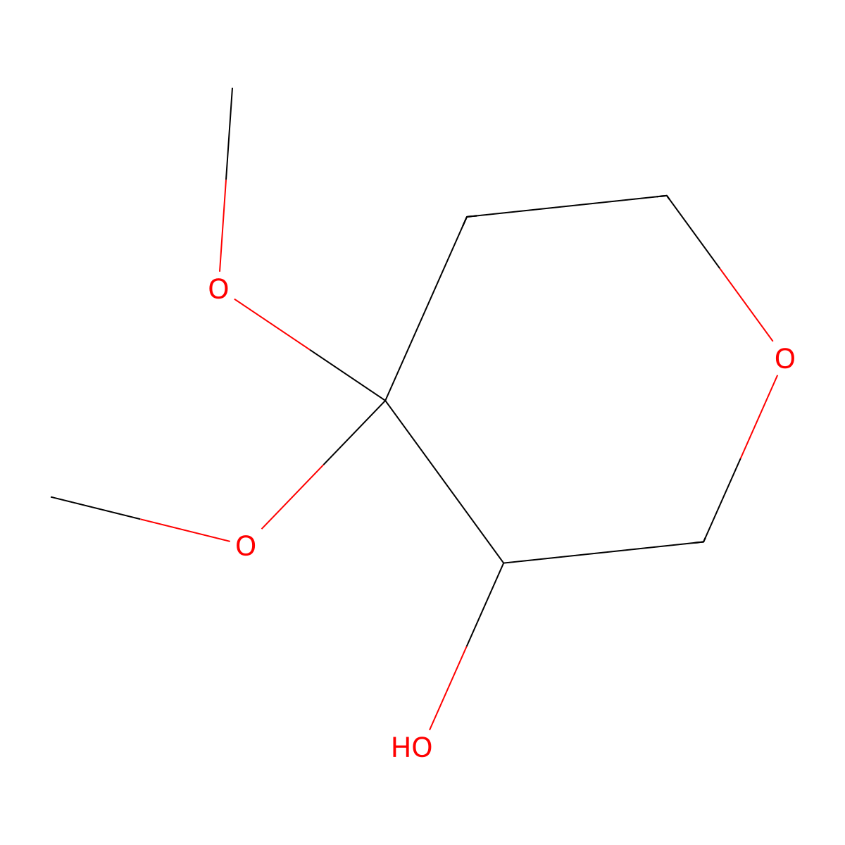 4,4-Dimethoxytetrahydro-2H-pyran-3-ol molecular structure, CAS 104681-92-7