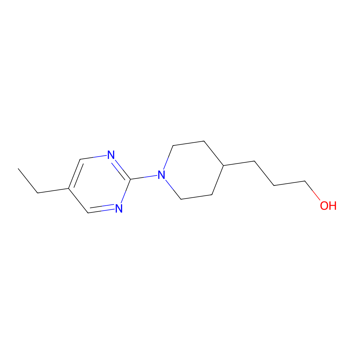 3-(1-(5-Ethylpyrimidin-2-yl)piperidin-4-yl)propan-1-ol molecular structure, CAS 1046815-82-0