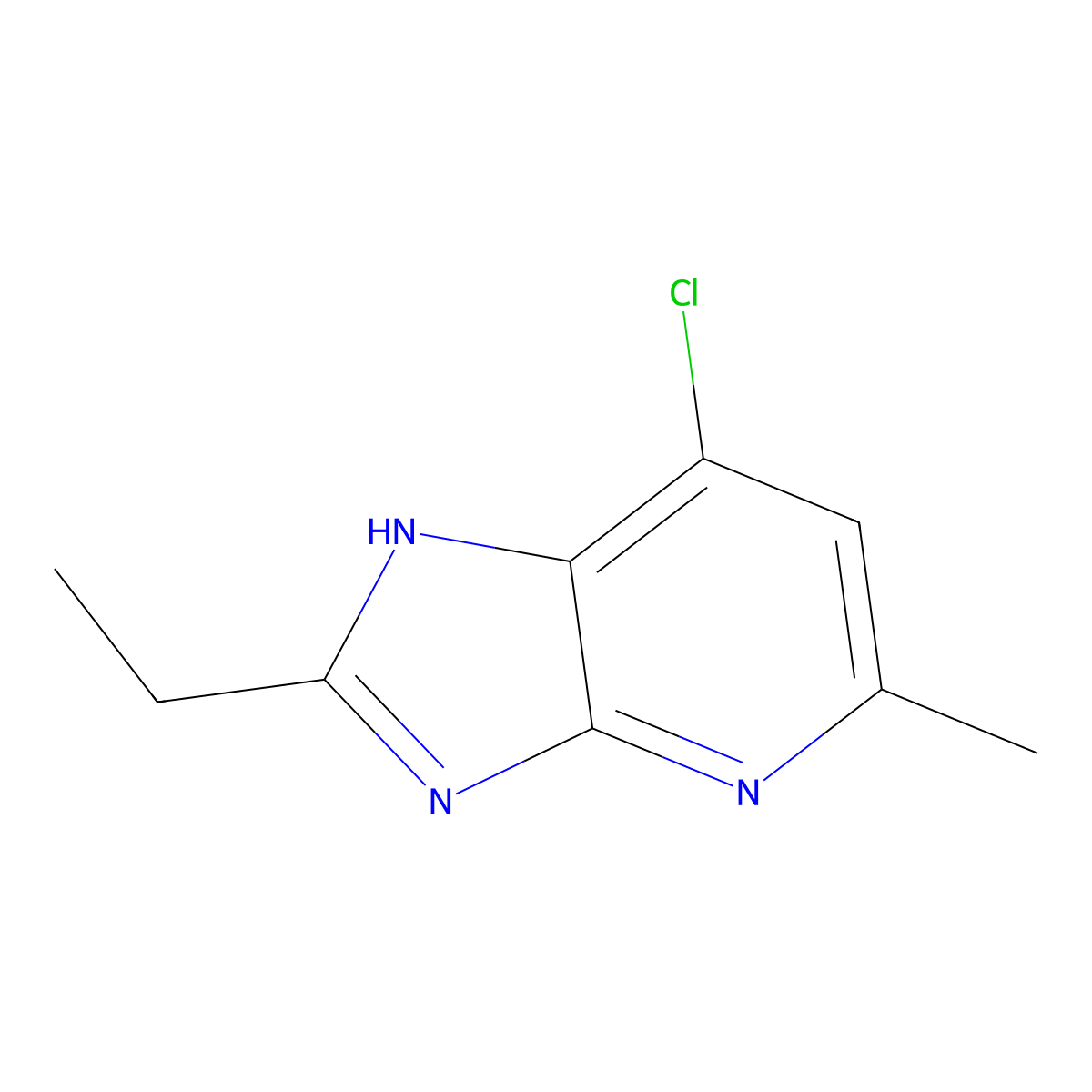 7-Chloro-2-ethyl-5-methyl-3h-imidazo[4,5-b]pyridine molecular structure, CAS 1046824-70-7