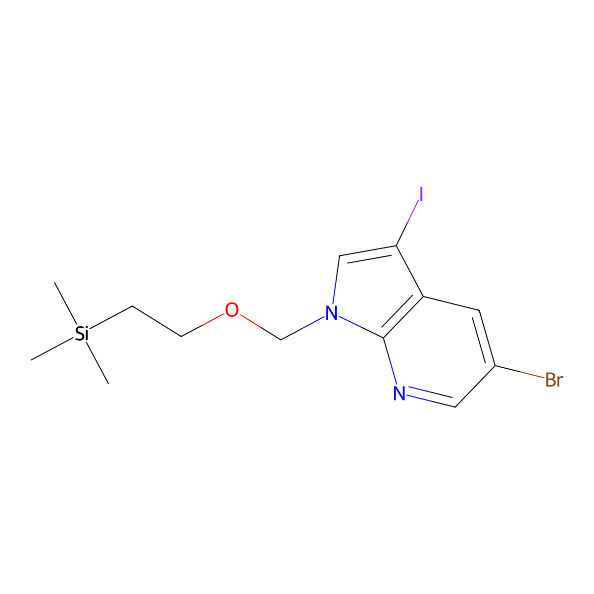 5-bromo-3-iodo-1-((2-(trimethylsilyl)ethoxy)methyl)-1H-pyrrolo[2,3-b]pyridine molecular structure, CAS 1046831-94-0