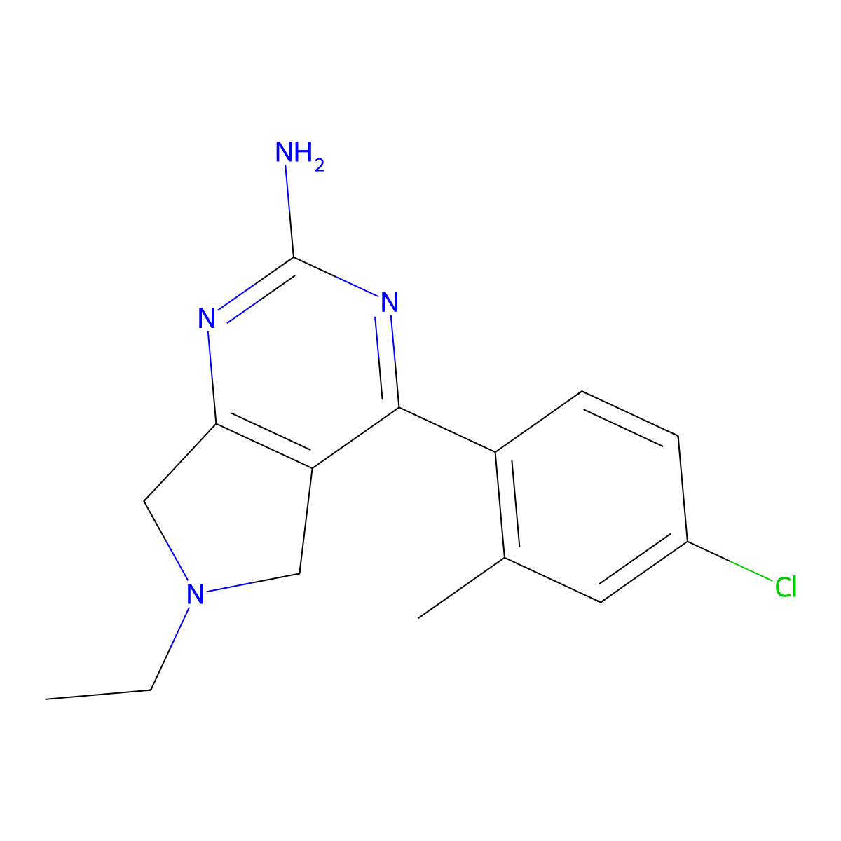 4-(4-Chloro-2-methylphenyl)-6-ethyl-6,7-dihydro-5H-pyrrolo[3,4-d]pyrimidin-2-amine molecular structure, CAS 1046858-60-9
