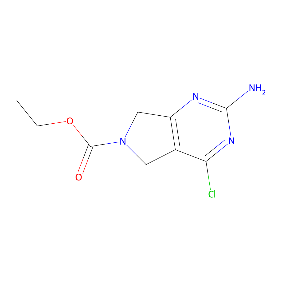 2-Amino-4-chloro-5,7-dihydro-6H-pyrrolo[3,4-d]pyrimidine-6-carboxylic acid ethyl ester molecular structure, CAS 1046861-17-9