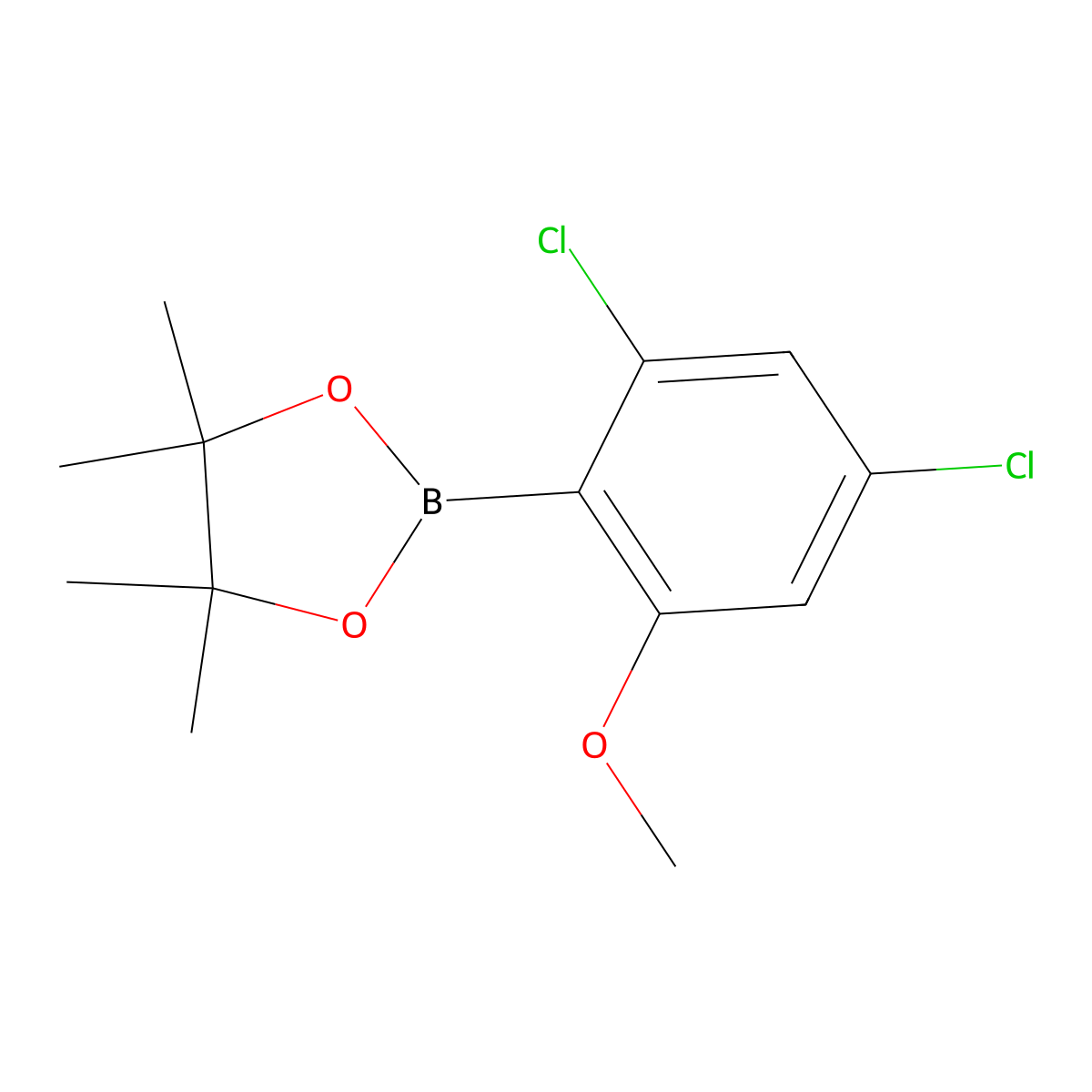 2-(2,4-Dichloro-6-methoxyphenyl)-4,4,5,5-tetramethyl-1,3,2-dioxaborolane molecular structure, CAS 1046862-08-1
