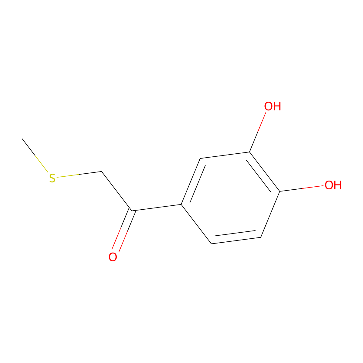 3',4'-Dihydroxy-2-(methylthio)acetophenone molecular structure, CAS 104692-98-0